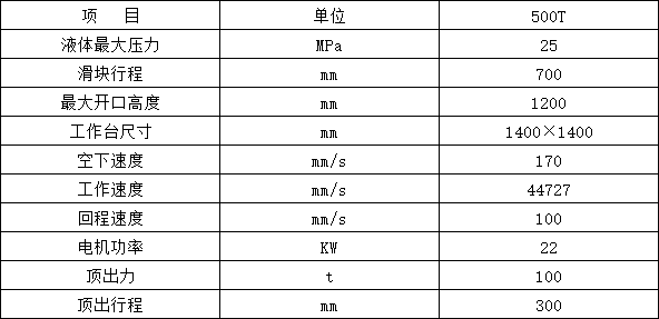 500噸封頭液壓機參數 500噸封頭液壓機參數